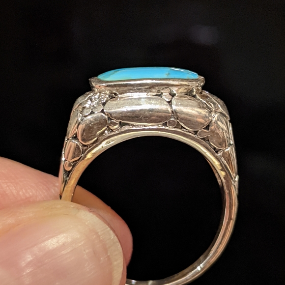 Kingman Turquoise .925 Silver Ring, size 8.5 - Picture 7 of 16